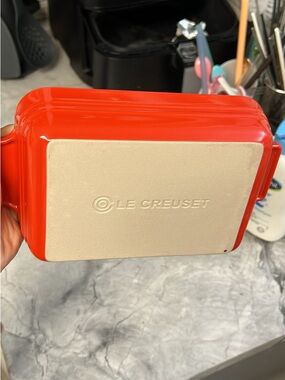 Le Creuset Rectangular Baker in Flame (Red) with Cream Base Size Small 18 cm